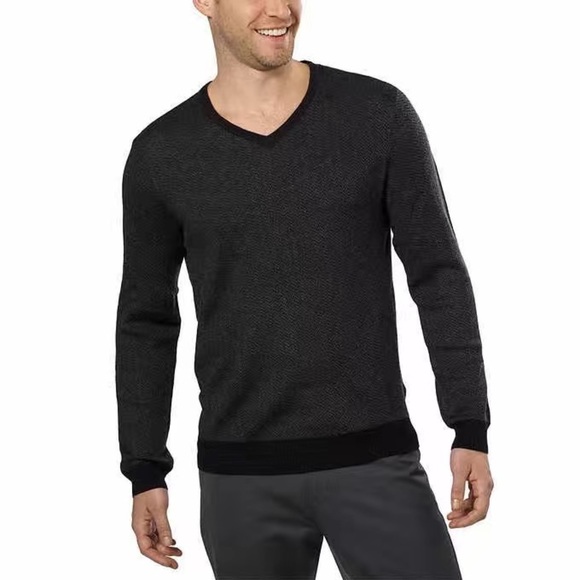 NWT Calvin Klein CK Wool V Neck Sweater Gray L - Picture 1 of 9